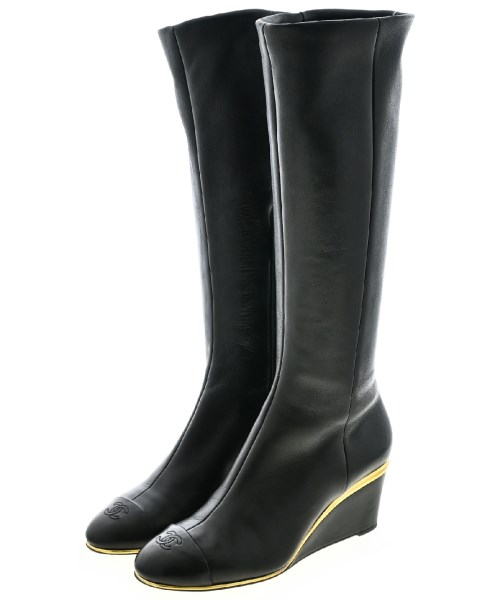 CHANEL シャネル ブーツ レディース EU39(25.5cm位) 黒 【中古】【古着】