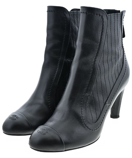 CHANEL シャネル ショートブーツ 38 CHANEL シャネル ショートブーツ ジップ #38 黒 (ブラック) カーフ