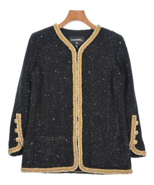CHANEL シャネル上衣（余分の物） レディース 38(S位) 黒xゴールド(ラメ)【中古】【古着】