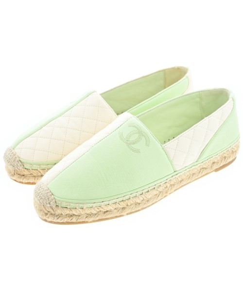 CHANEL シャネルエスパドリーユ レディース EU38(24.5糎位) 白x緑【中古】【古着】
