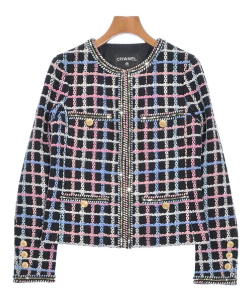 CHANEL シャネル上衣（余分の物） レディース 34(XS位) 黒x青系xサクラ色等(総柄)【中古】【古着】
