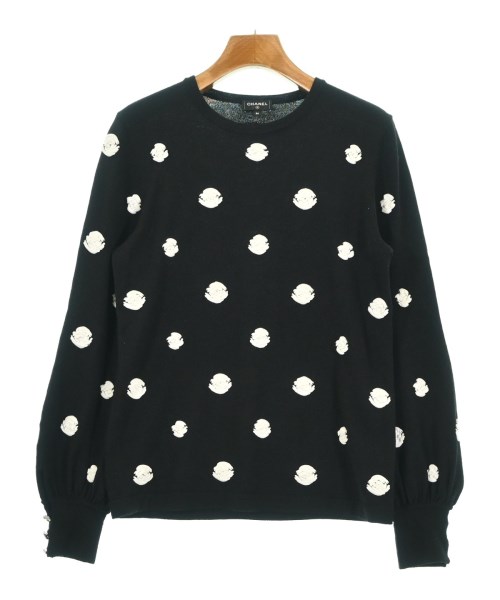 CHANEL シャネル編み物・スウェーター レディース 36(XS位) 黒x白(総柄)【中古】【古着】