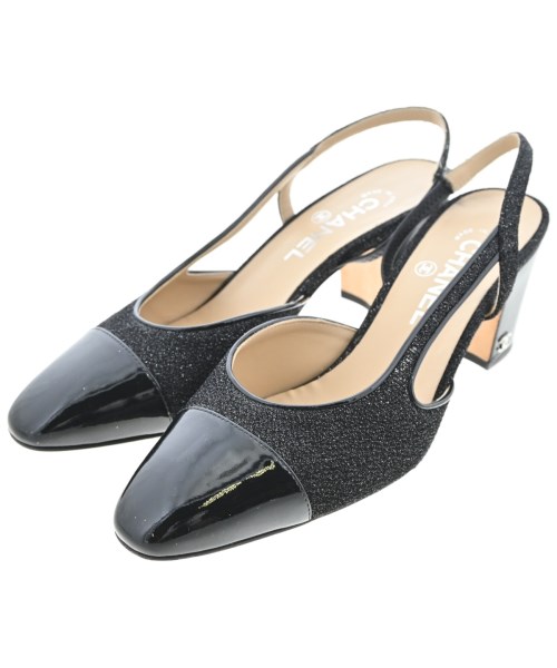 CHANEL シャネルパンプス レディース EU38(24.5糎位) 黒(ラメ)【中古】【古着】