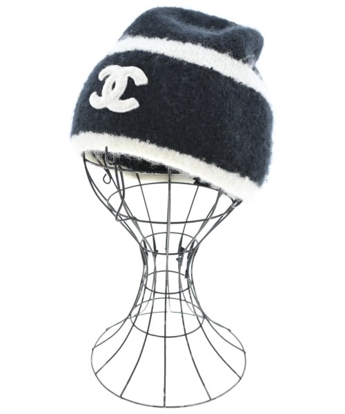 CHANEL シャネル ニットキャップ・ビーニー レディース - 黒x白 【中古】【古着】