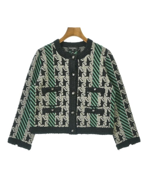 CHANEL シャネルジレー レディース 38(S位) 黒x白x緑(総柄)【中古】【古着】