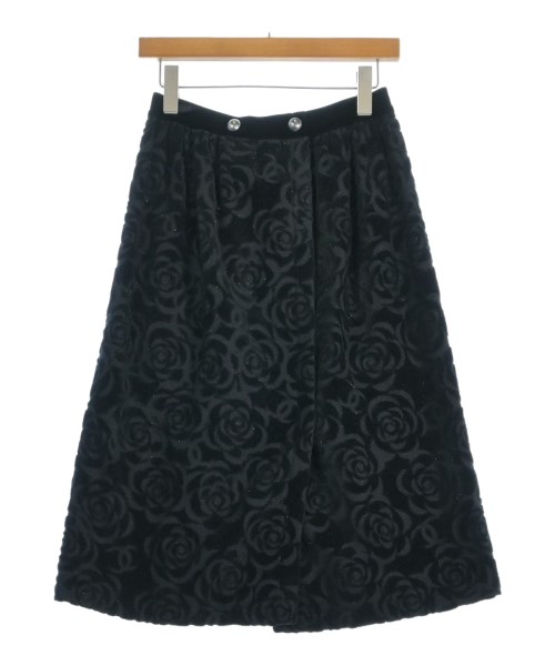 CHANEL シャネル ひざ丈スカート レディース 34(XXS位) 黒xシルバー(花柄) 【中古】【古着】
