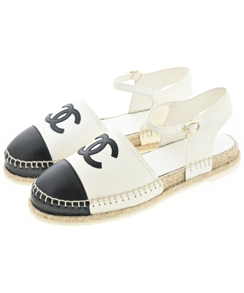 CHANEL シャネルエスパドリーユ レディース EU39(25.5糎位) 白x黒【中古】【古着】