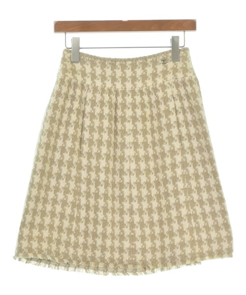 CHANEL シャネルひざ丈スコート レディース 34(XXS位) ベージュx象牙色(総柄)【中古】【古着】