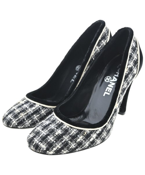 CHANEL シャネルパンプス レディース EU35 1/2(22糎位) 薄墨色x黒(ツィード)【中古】【古着】