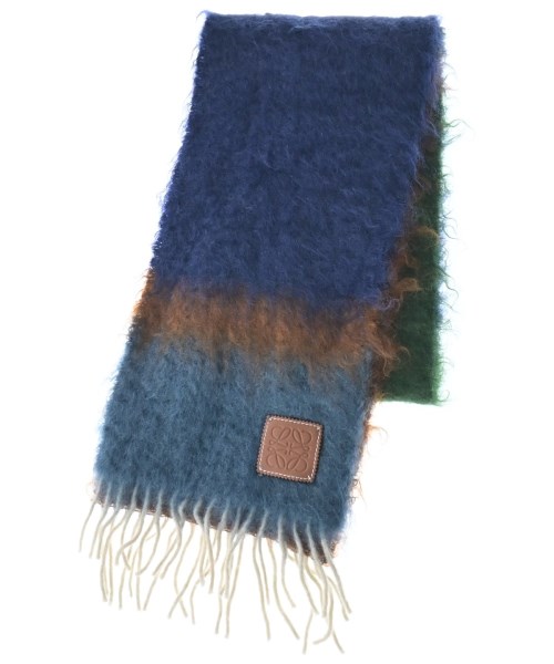 LOEWE ロエベマフラー メンズ - 紺x茶x緑【中古】【古着】