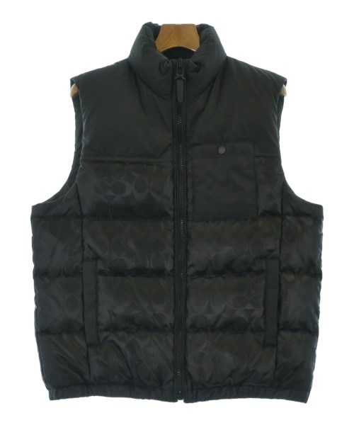 COACH コーチダウンジャケット/ダウンベスト メンズ L 黒(総柄)【中古】【古着】