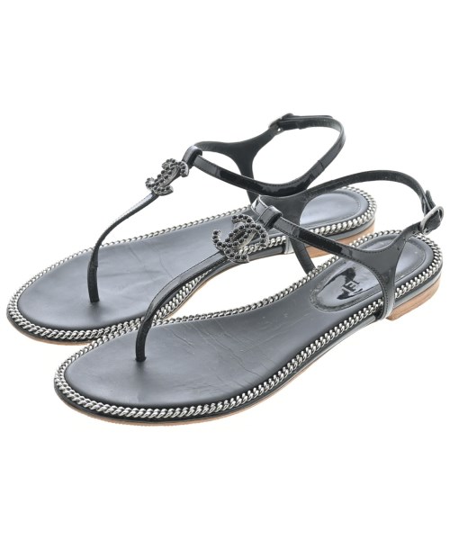 CHANEL シャネルサンダル レディース 37(23.5糎位) 黒【中古】【古着】