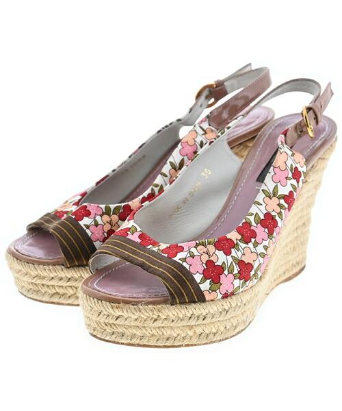 LOUIS VUITTON ルイヴィトン サンダル レディース EU35(21.5cm位) ピンクx白等(花柄) 【中古】【古着】
