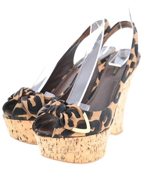 LOUIS VUITTON ルイヴィトン サンダル レディース -(24cm位) ベージュx黒x茶(豹柄) 【中古】【古着】