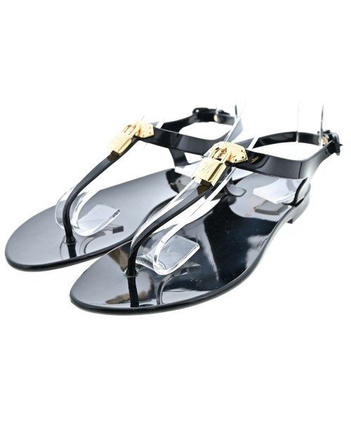 LOUIS VUITTON ルイヴィトン サンダル レディース EU37(23.5cm位) 黒 【中古】【古着】