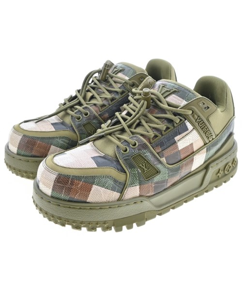 LOUIS VUITTON ルイヴィトンスニーカー メンズ UK7(25.5珊位) カーキxベージュx黒(総柄)【中古】【古着】 スニーカー-靴-メンズ靴