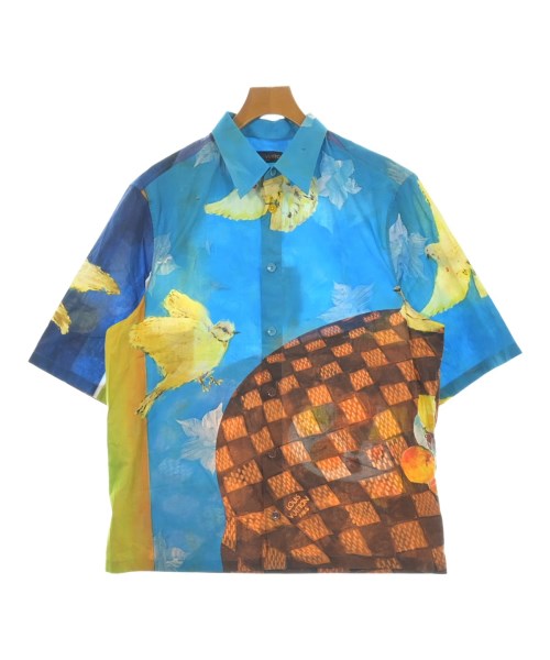 LOUIS VUITTON ルイヴィトン カジュアルシャツ メンズ L 水色x黄(総柄) 【中古】【古着】
