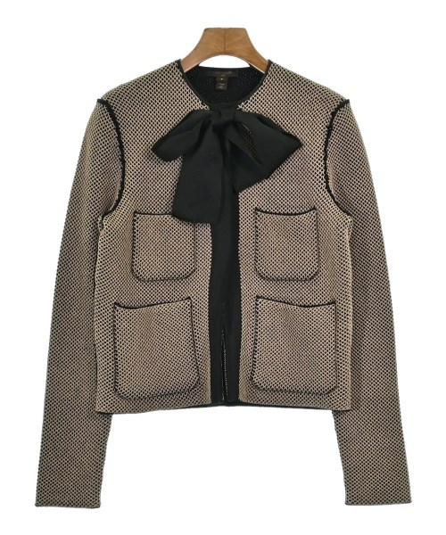 LOUIS VUITTON ルイヴィトンノーカラージャケット レディース S ベージュx黒【中古】【古着】