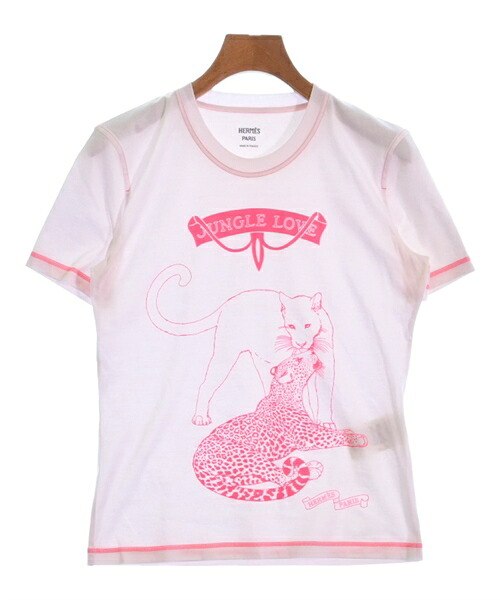 HERMES エルメスTシャツ・カットソー レディース 36(XS位) 白xピンク【中古】【古着】｜RAGTAG（ブランド古着のラグタグ）
