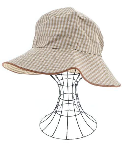 HERMES エルメス ハット レディース 59 ベージュ系x茶系(チェック) 【中古】【古着】
