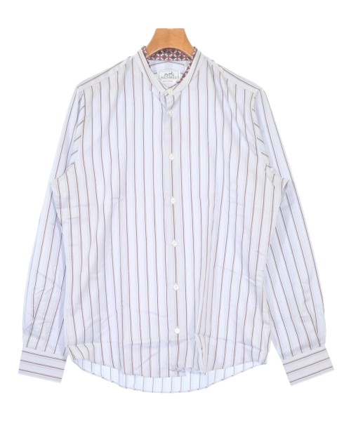 HERMES エルメス カジュアルシャツ メンズ 41(XL位) グレーx赤(ストライプ) 【中古】【古着】