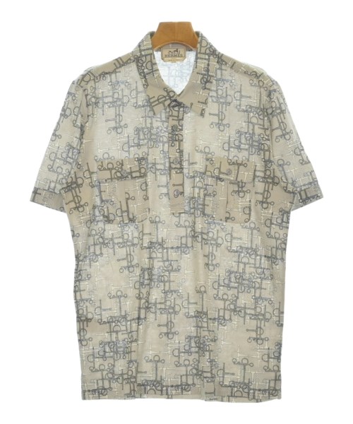 HERMES エルメススポーツシャツ メンズ XL 薄墨色系x白(総柄)【中古】【古着】