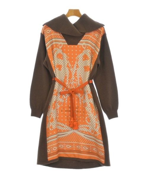 HERMES エルメスワンピース レディース 34(M位) 茶xオレンジxベージュ【中古】【古着】｜RAGTAG（ブランド古着のラグタグ）