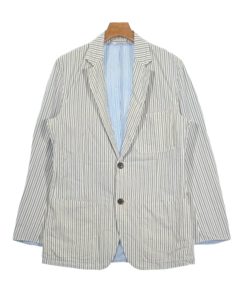 HERMES エルメス カジュアルジャケット メンズ 46(M位) 白xベージュx青(ストライプ) 【中古】【古着】