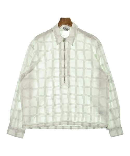 HERMES エルメス カジュアルシャツ メンズ 40(L位) 白xライトグレー 【中古】【古着】
