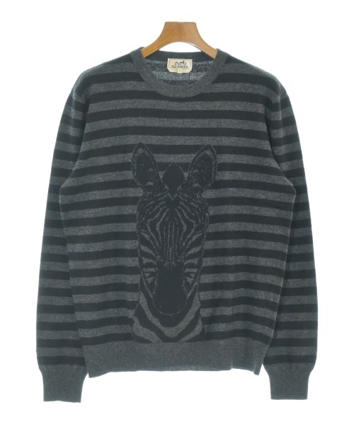 HERMES エルメスニット・セーター メンズ L グレーx黒(ボーダー)【中古】【古着】｜RAGTAG（ブランド古着のラグタグ）