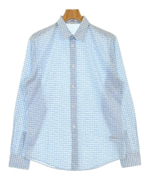 HERMES エルメス カジュアルシャツ メンズ 40(L位) 水色x白x緑(総柄) 【中古】【古着】