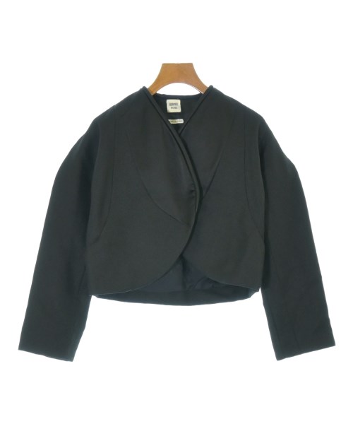HERMES エルメスノーカラージャケット レディース 34(XXS位) 黒【中古】【古着】