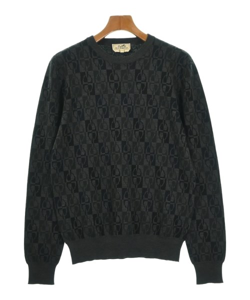 HERMES エルメス編み物・ティーシャツ メンズ S 薄墨色x黒(総柄)【中古】【古着】