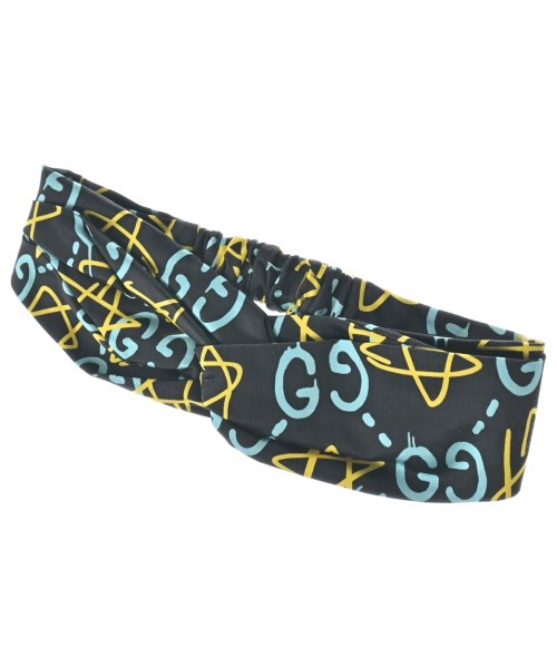 GUCCI グッチ ヘアアクセサリー レディース - 黒x水色x黄(総柄) 【中古】【古着】