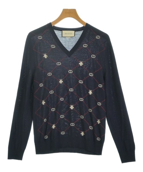 GUCCI グッチ編み物・プルオーバー メンズ S 紺x白x赤【中古】【古着】