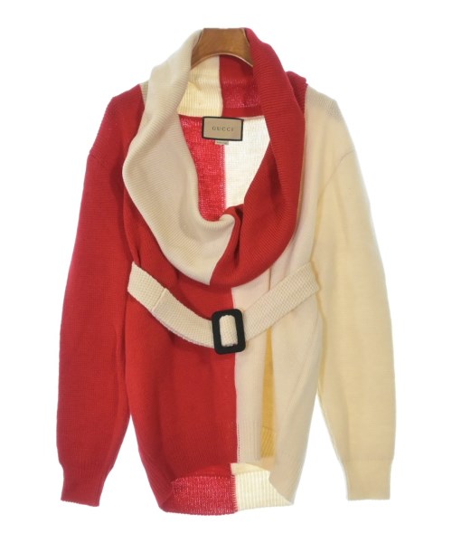GUCCI グッチ カーディガン レディース S アイボリーx赤 【中古】【古着】