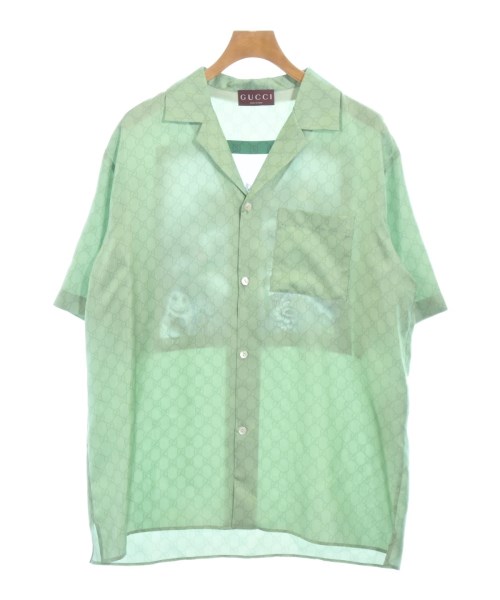 GUCCI グッチカジュアルシャツ メンズ 50(XL位) 黄緑x白等(総柄)【中古】【古着】