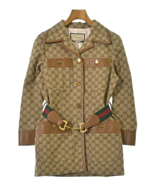 GUCCI グッチ カジュアルジャケット レディース 36(XS位) ベージュx茶(総柄) 【中古】【古着】