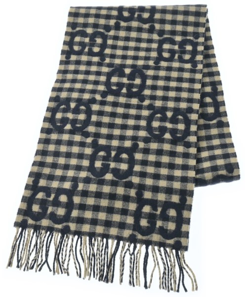 GUCCI グッチ マフラー レディース - ベージュx濃紺(チェック) 【中古】【古着】