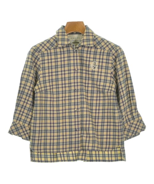 GUCCI グッチ カジュアルシャツ レディース 36(XS位) ベージュx黒x青等(チェック) 【中古】【古着】