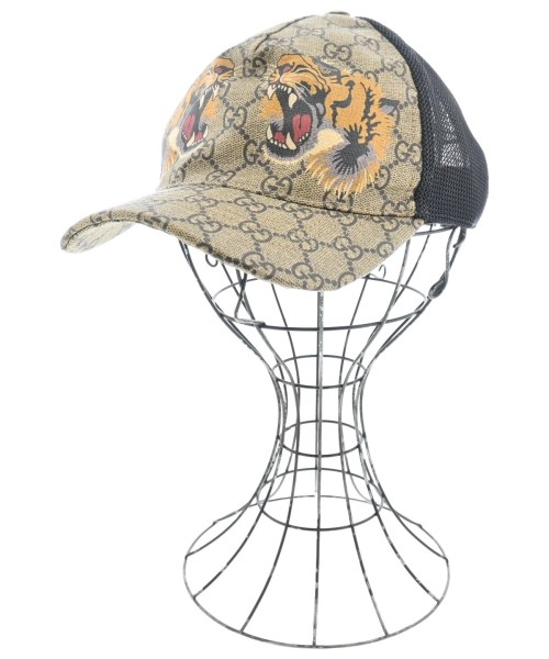 GUCCI グッチ キャップ メンズ - 茶x黒(総柄) 【中古】【古着】