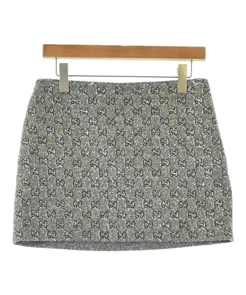 GUCCI グッチミニスカート レディース 40(M位) しろがね色系(総柄)【中古】【古着】