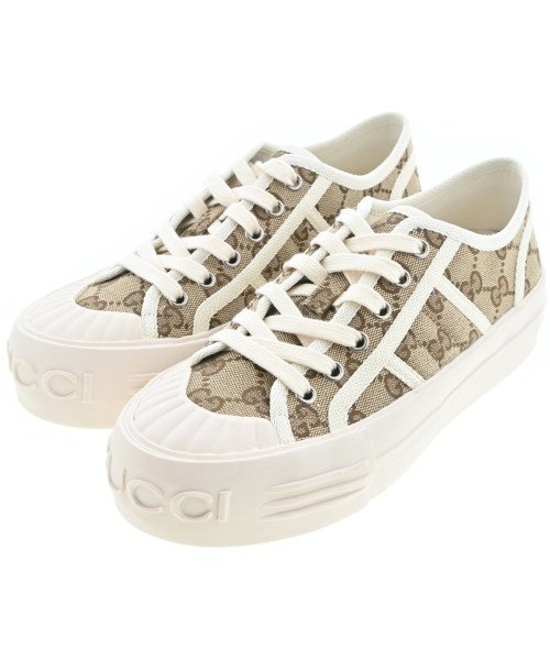 GUCCI グッチスニーカー レディース EU36 1/2(23珊位) ベージュx白(総柄)【中古】【古着】