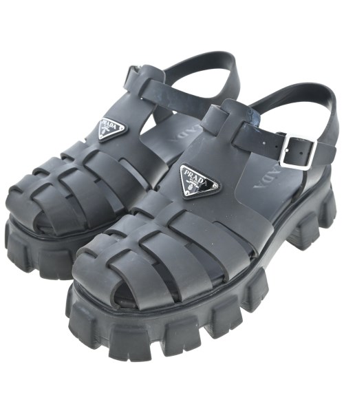 PRADA プラダ サンダル メンズ -(28cm位) 黒 【中古】【古着】