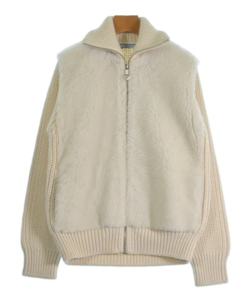 PRADA プラダカーディガン レディース 38(S位) ベージュ系x白【中古】【古着】