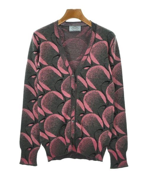 PRADA プラダカーディガン レディース 38(S位) グレーxピンクx黒(総柄)【中古】【古着】｜RAGTAG（ブランド古着のラグタグ）