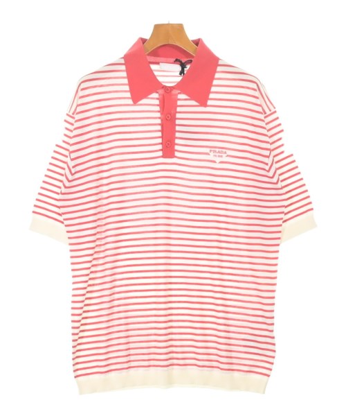 PRADA プラダ ニット・セーター メンズ 52(XXL位) 赤xアイボリー(ボーダー) 【中古】【古着】