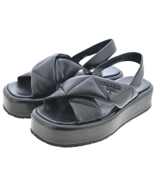 PRADA プラダサンダル レディース EU35 1/2(22糎位) 黒【中古】【古着】