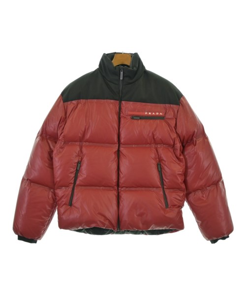 PRADA プラダダウンジャケット/落ちこむより良い メンズ xS 赤x黒【中古】【古着】