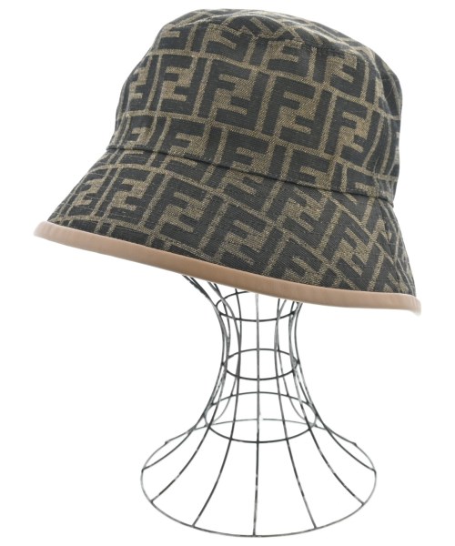 FENDI フェンディ ハット メンズ L ベージュx茶(総柄) 【中古】【古着】